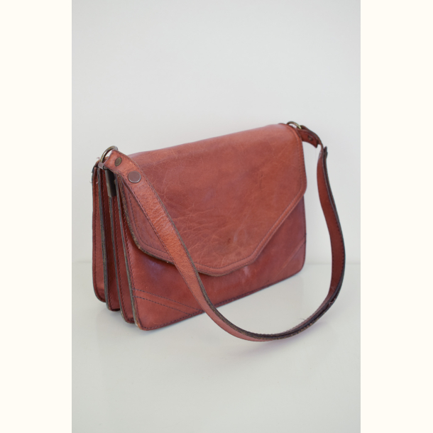 Vintage lder skuldertaske