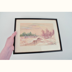 2 vintage akvarel malerier