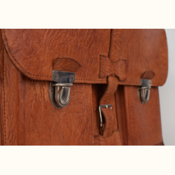 Vintage l�der skoletaske