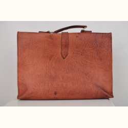 Vintage l�der skoletaske