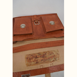 Vintage l�der skoletaske