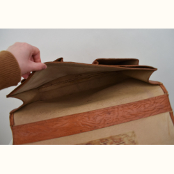 Vintage l�der skoletaske